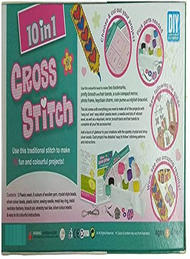 EKTA Cross Stitch 10 in 1 Art and Craft Stitching Game To Make 10 Colourful Projects For Kids- Multi color, Fabric; Plastic - Image 5